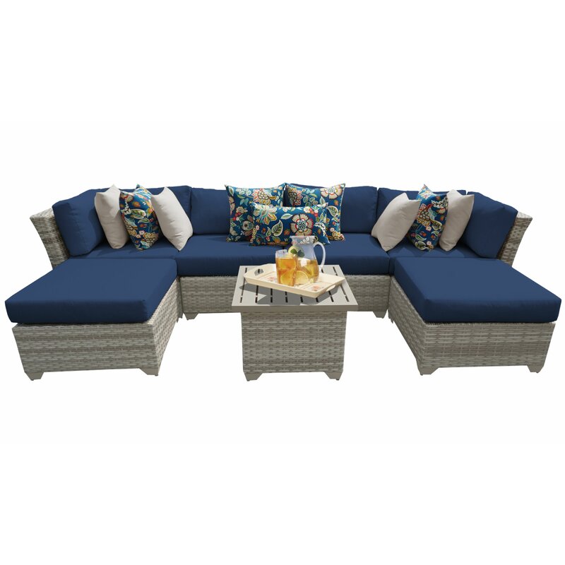  Falmouth 7 Piece Rattan Sectional Seating Group with Cushions