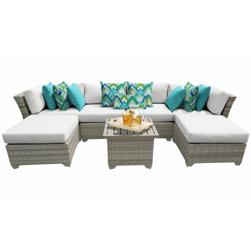  Falmouth 7 Piece Rattan Sectional Seating Group with Cushions