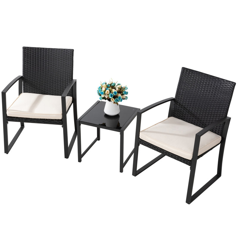  Happel Square 2 - Person 17.71" Long Bistro Set with Cushions