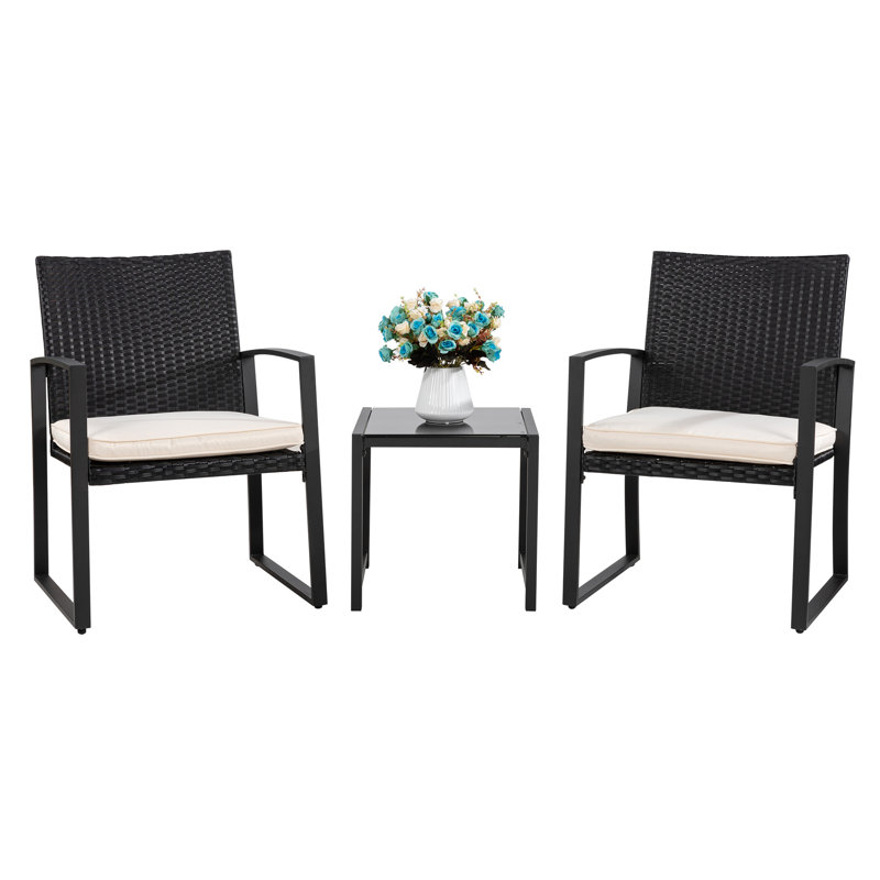  Happel Square 2 - Person 17.71" Long Bistro Set with Cushions