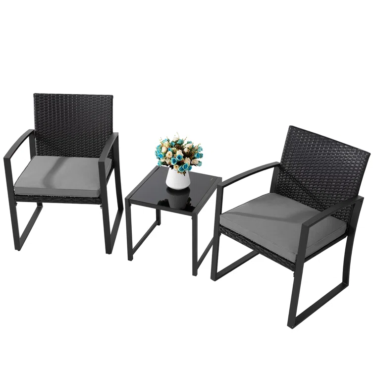  Happel Square 2 - Person 17.71" Long Bistro Set with Cushions