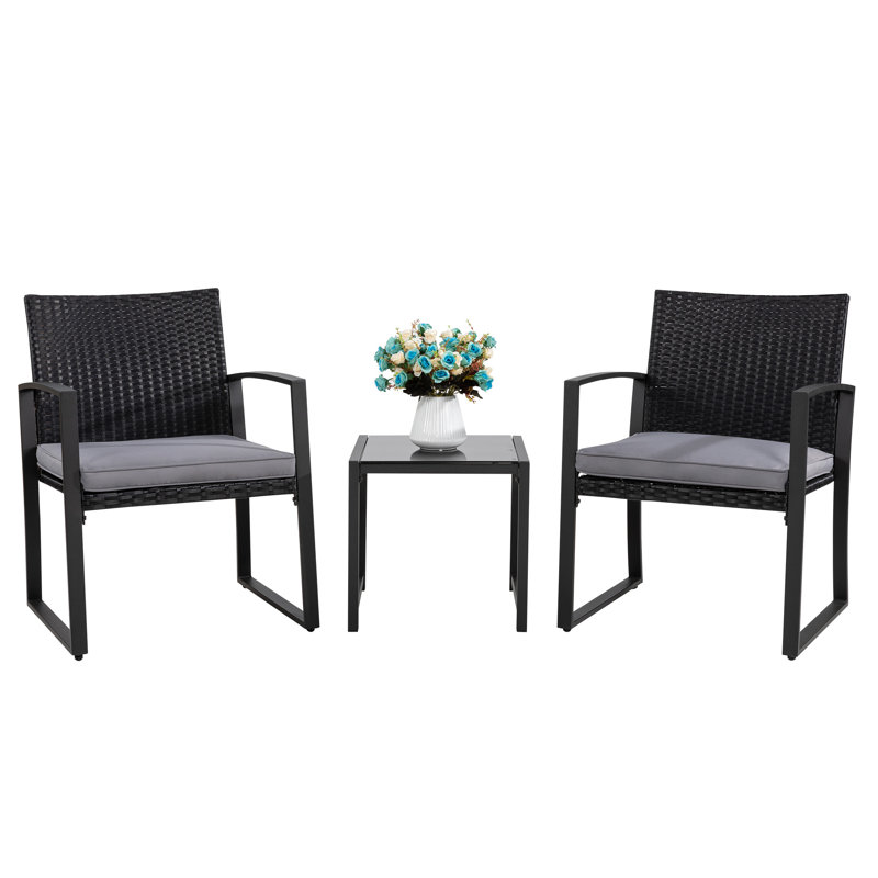  Happel Square 2 - Person 17.71" Long Bistro Set with Cushions