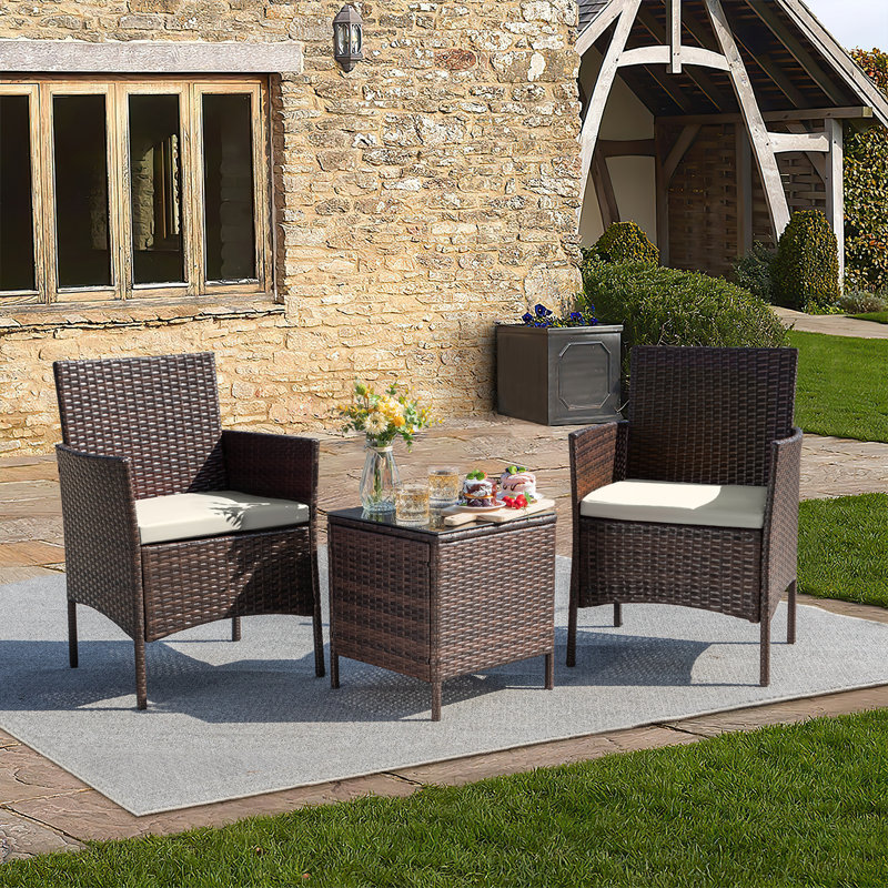  Jagger 3 Piece Rattan Seating Group with Cushions