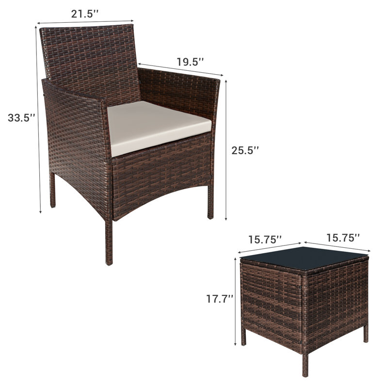  Jagger 3 Piece Rattan Seating Group with Cushions