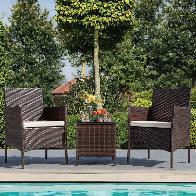  Jagger 3 Piece Rattan Seating Group with Cushions