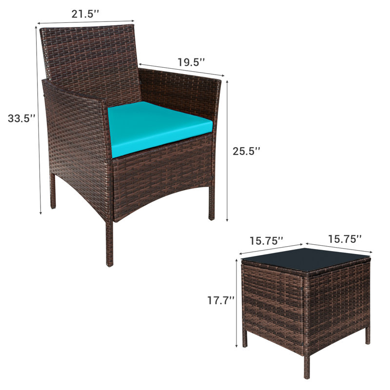  Jagger 3 Piece Rattan Seating Group with Cushions