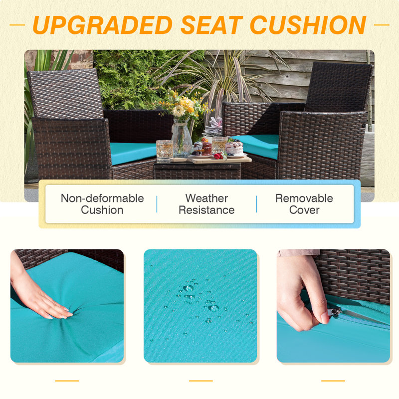  Jagger 3 Piece Rattan Seating Group with Cushions