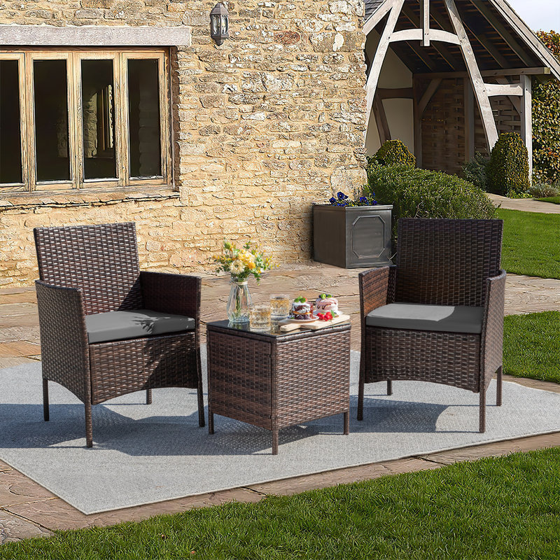  Jagger 3 Piece Rattan Seating Group with Cushions