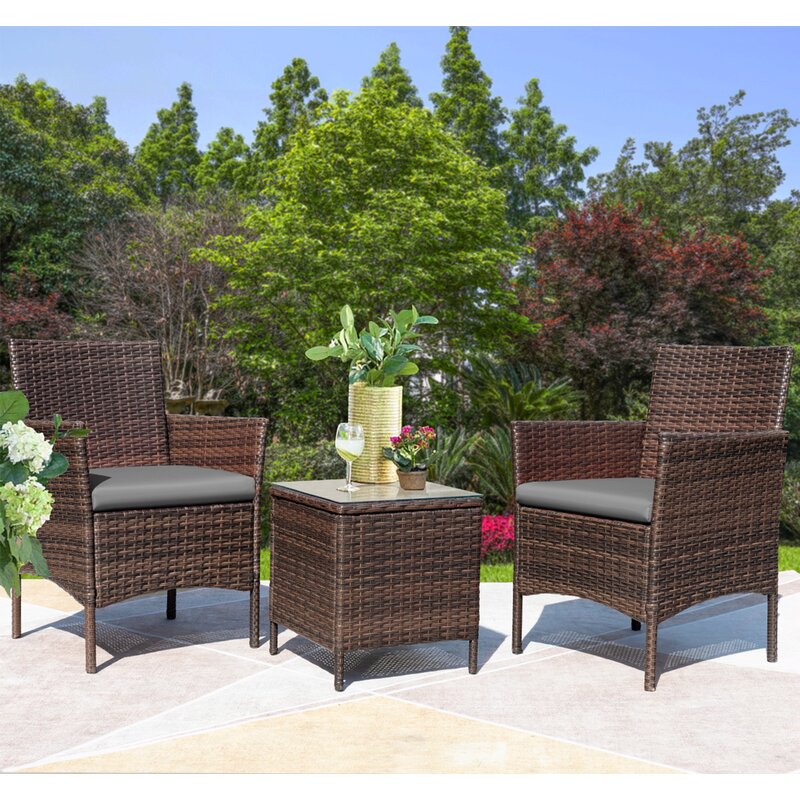  Jagger 3 Piece Rattan Seating Group with Cushions