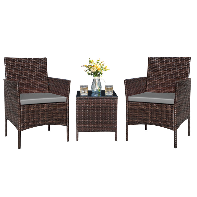  Jagger 3 Piece Rattan Seating Group with Cushions