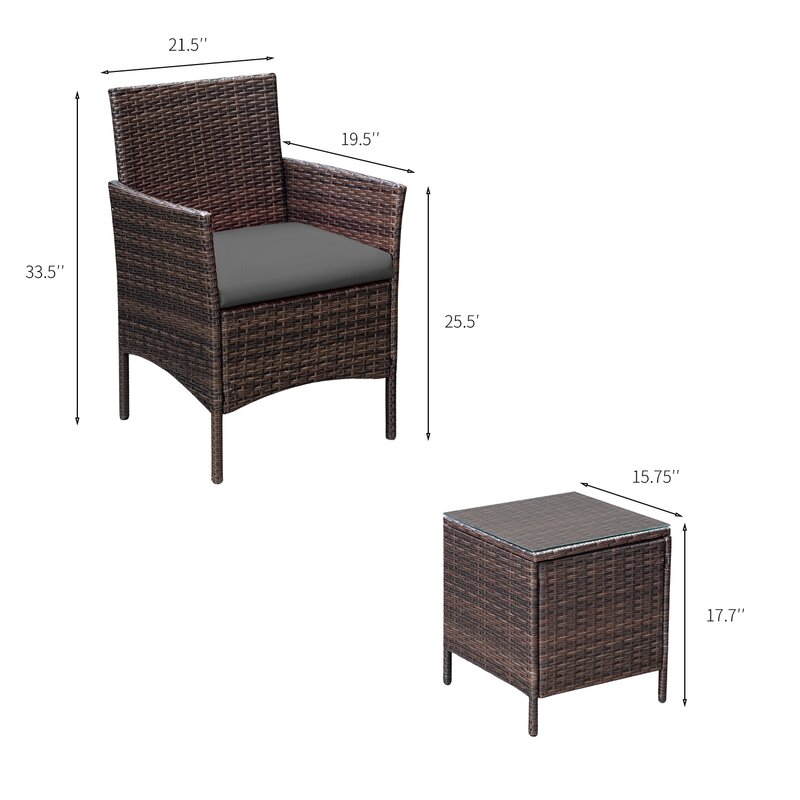  Jagger 3 Piece Rattan Seating Group with Cushions