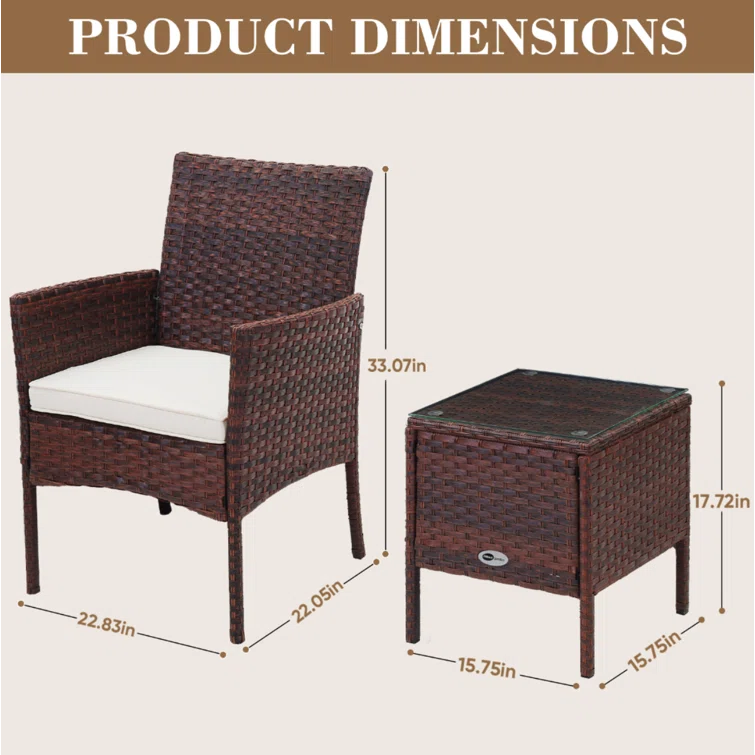  Kaytin 3 Piece Rattan Seating Group with Cushions