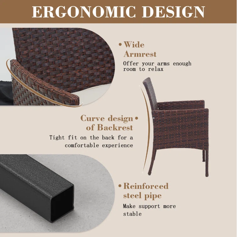  Kaytin 3 Piece Rattan Seating Group with Cushions