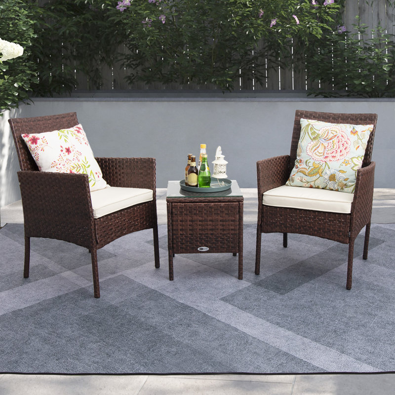  Kaytin 3 Piece Rattan Seating Group with Cushions