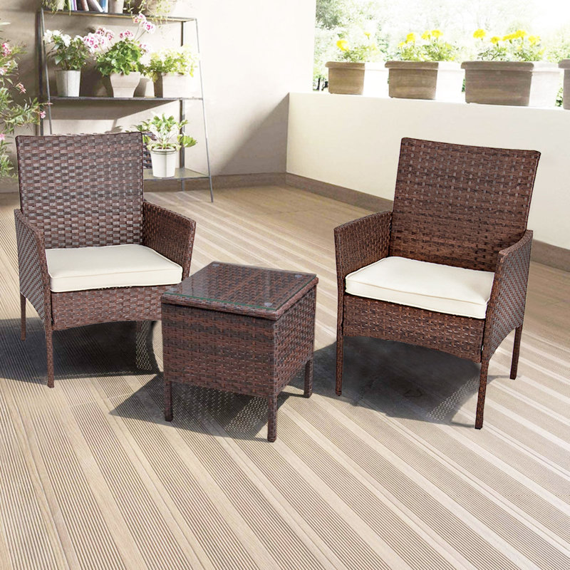  Kaytin 3 Piece Rattan Seating Group with Cushions
