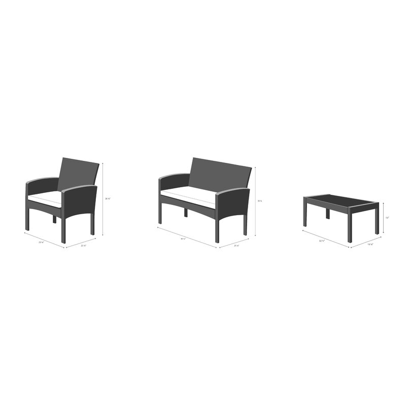  Knopf 4 Piece Rattan Sofa Seating Group with Cushions