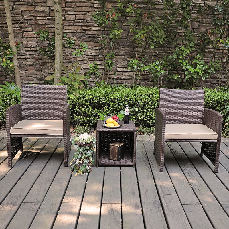 Rand 3 Piece Rattan Seating Group with Cushions