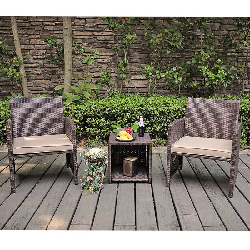  Rand 3 Piece Rattan Seating Group with Cushions