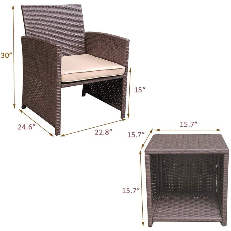  Rand 3 Piece Rattan Seating Group with Cushions