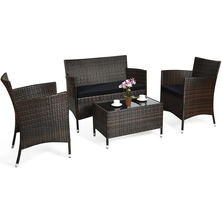  Rayna 4 Piece Rattan Sofa Seating Group with Cushions