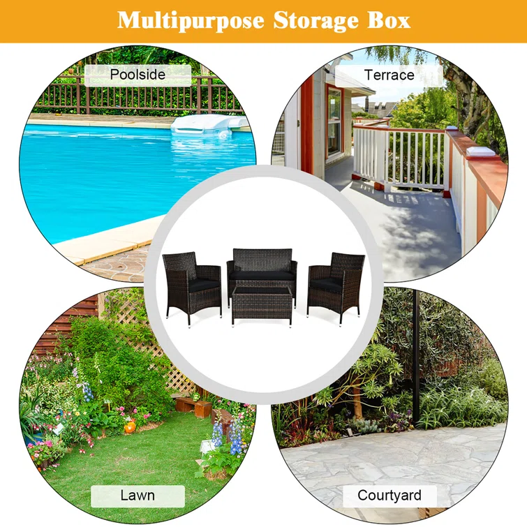  Rayna 4 Piece Rattan Sofa Seating Group with Cushions