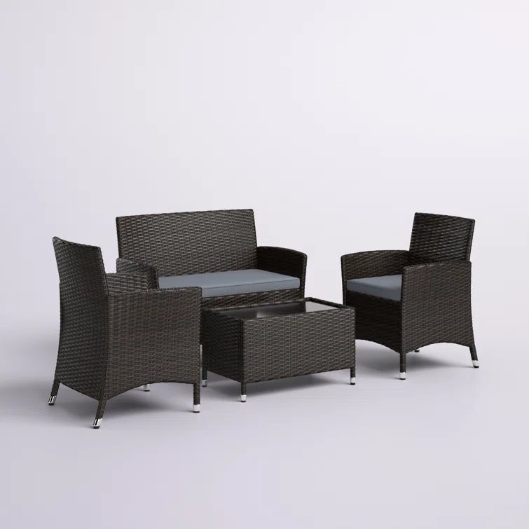  Rayna 4 Piece Rattan Sofa Seating Group with Cushions