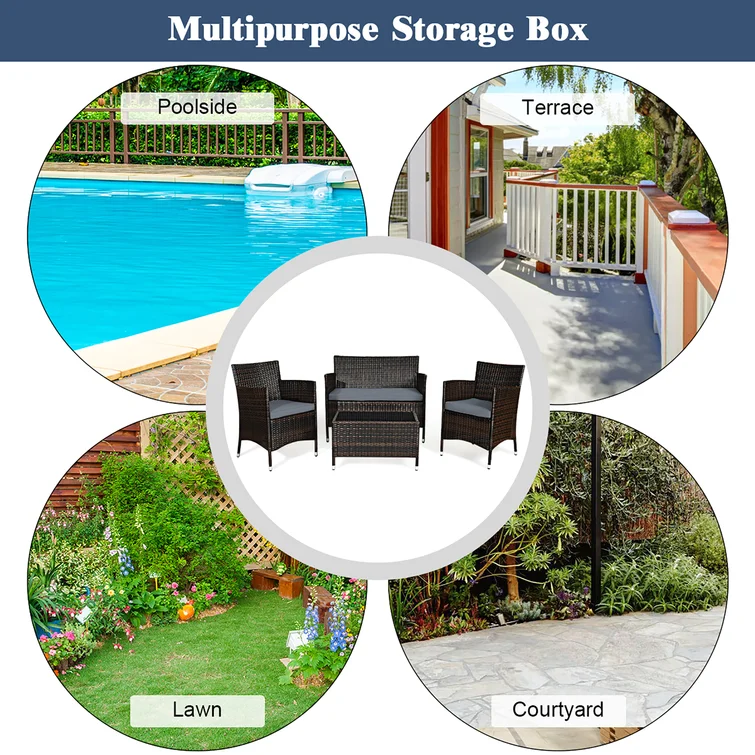  Rayna 4 Piece Rattan Sofa Seating Group with Cushions