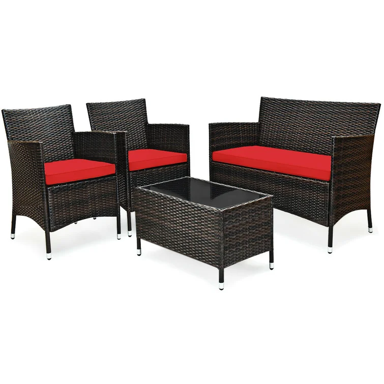  Rayna 4 Piece Rattan Sofa Seating Group with Cushions