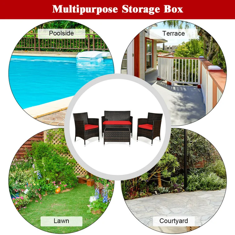  Rayna 4 Piece Rattan Sofa Seating Group with Cushions