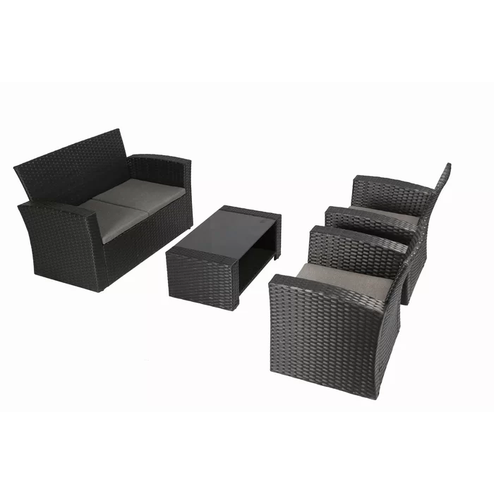  Reordan 4 Piece Rattan Sofa Seating Group with Cushions