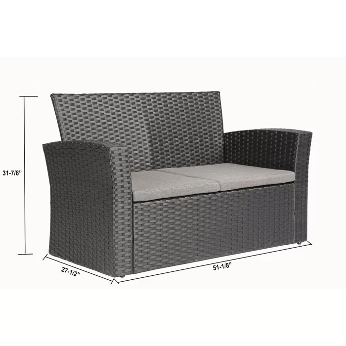  Reordan 4 Piece Rattan Sofa Seating Group with Cushions