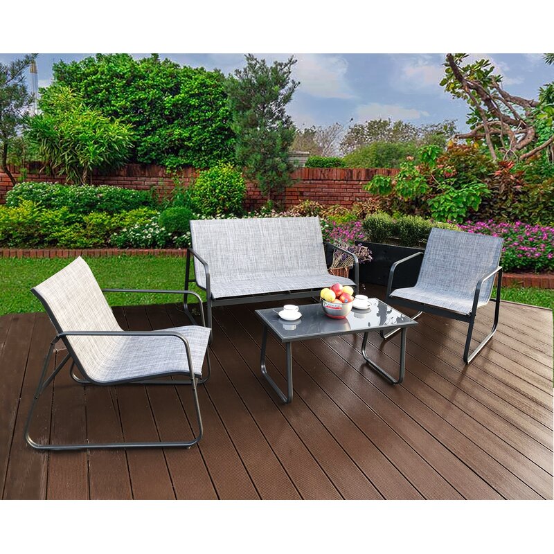  Virginio 4 Piece Complete Patio Set