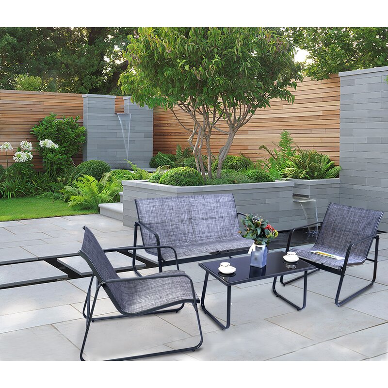  Virginio 4 Piece Complete Patio Set