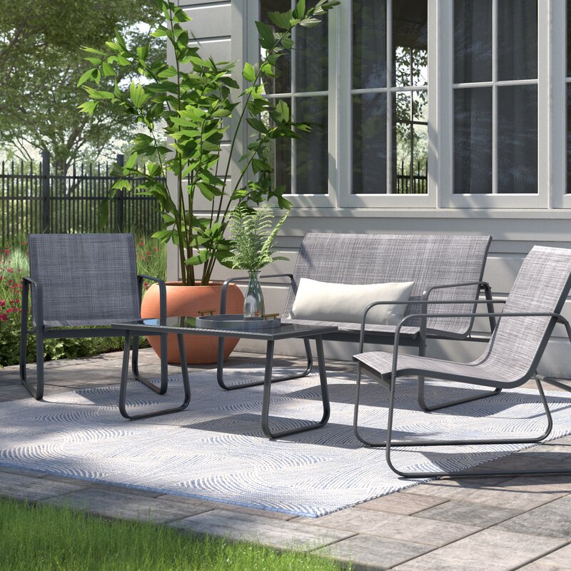  Virginio 4 Piece Complete Patio Set
