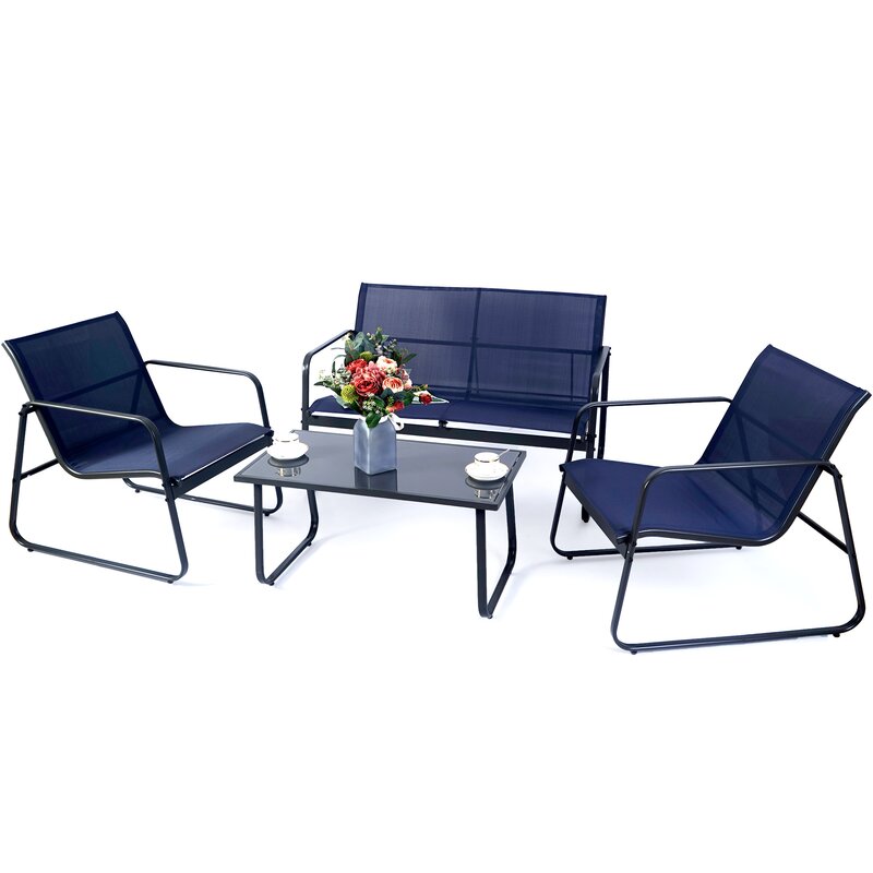 Virginio 4 Piece Complete Patio Set