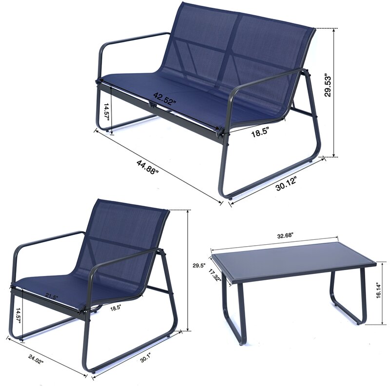  Virginio 4 Piece Complete Patio Set