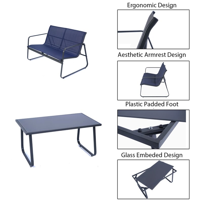  Virginio 4 Piece Complete Patio Set